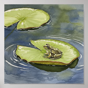 Frosch auf einem Lily Pad Poster