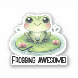 Frosch auf einem Lilypad-Aufkleber Aufkleber