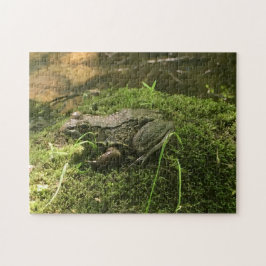 Frosch auf einem Mossy Rock Foto grün und braun Puzzle