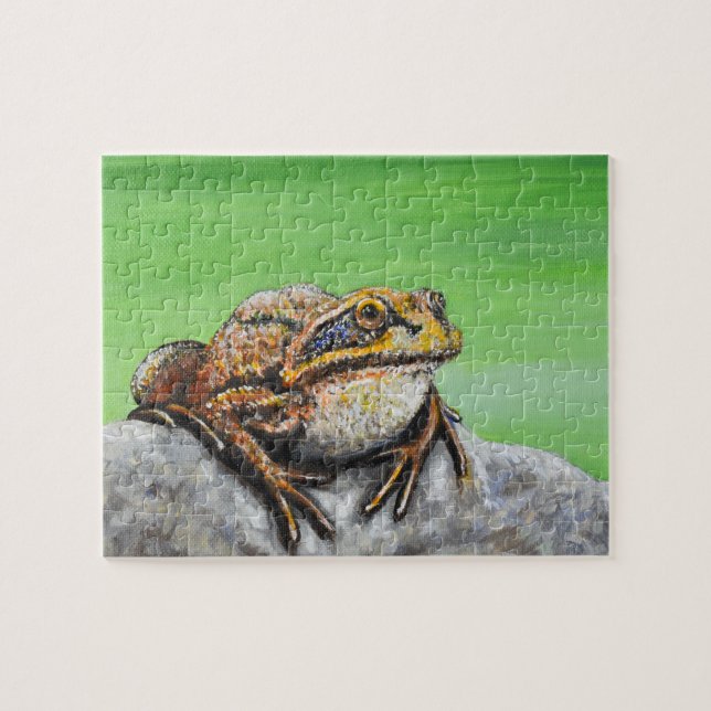 Frosch auf einem Rockgemälde Puzzle (Horizontal)
