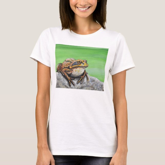 Frosch auf einem Rockgemälde T-Shirt (Vorderseite)