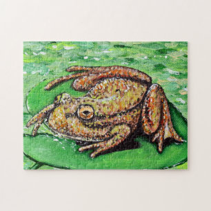 Frosch auf einem Seerosenblatt-Gemälde Puzzle