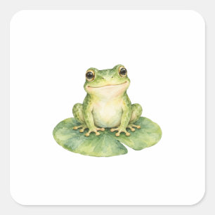 Frosch auf einem Seerosenblatt Quadratischer Aufkleber