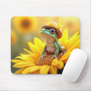 Frosch auf einer Sonnenblume Mousepad