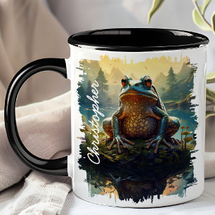 Frosch auf Felsen Wald Tasse
