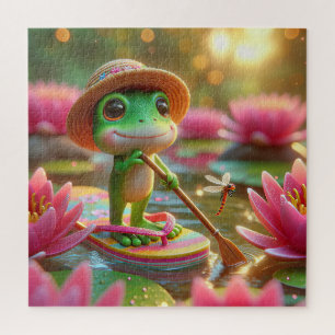 Frosch auf Gedreht Flop in einem Teich Puzzle