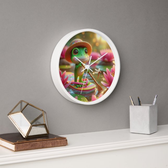 Frosch auf Gedreht Flop in einem Teich Uhr (Büro)