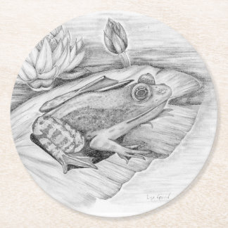 Frosch auf Lily Pad Runder Pappuntersetzer