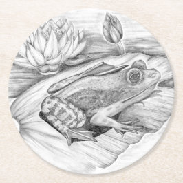 Frosch auf Lily Pad Runder Pappuntersetzer