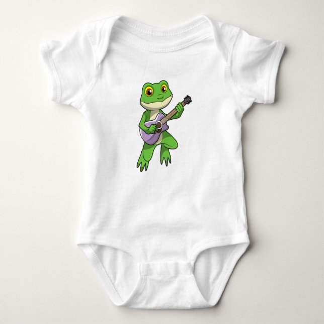 Frosch auf Musik mit Gitarre Baby Strampler (Vorderseite)