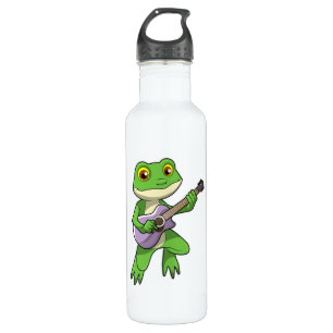Frosch auf Musik mit Gitarre Edelstahlflasche