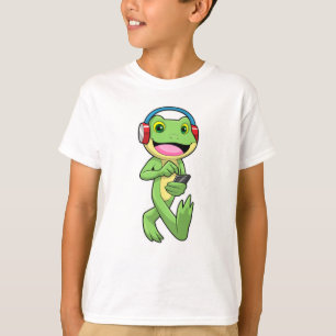Frosch auf Musik mit Kopfhörer T-Shirt