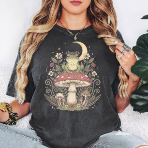 Frosch auf Pilz-Mond-Garten-Cottagecore-Kunst T-Shirt