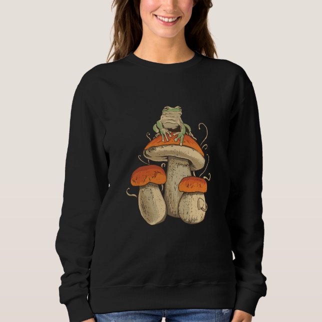 Frosch auf Pilz Sweatshirt (Vorderseite)