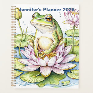 Frosch auf Seerosenblatt 2026, Whimsical Frosch, Planer