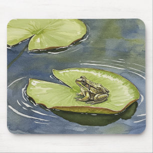 Frosch auf Seerosenblatt Mousepad