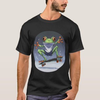 Frosch auf Skateboard Wasserfarbe T-Shirt