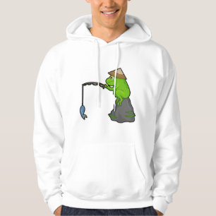 Frosch auf Stein beim Angeln mit Angelrute & Fisch Hoodie