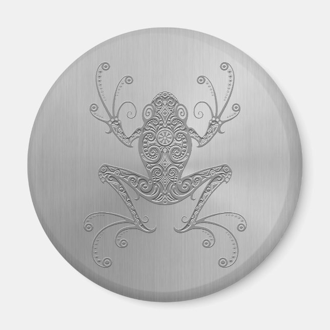 Frosch aus Edelstahl Magnet (Vorne)