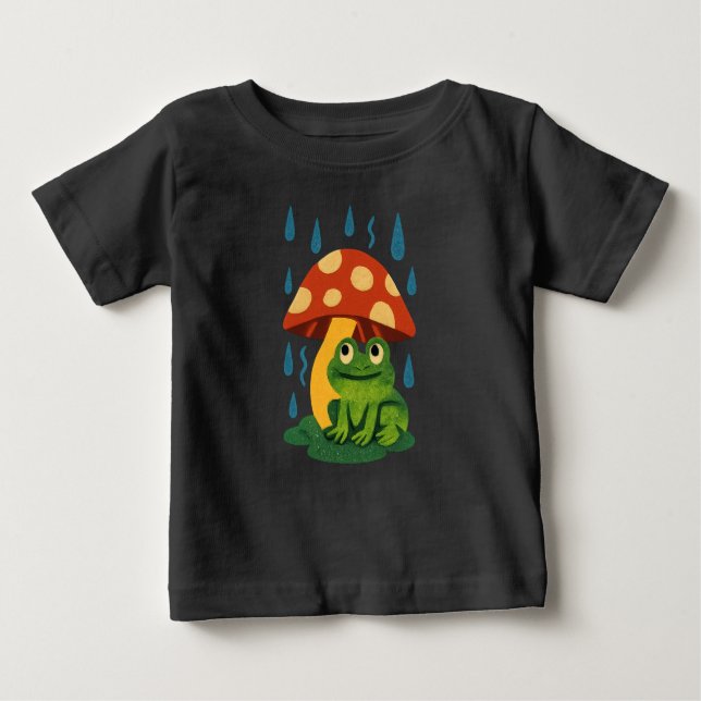 Frosch aus kaltem Cartoon unter Toadstool Regensch Baby T-shirt (Vorderseite)