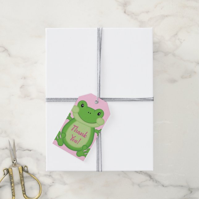 Frosch Baby Dusche Pink Geschenkanhänger (Mit Garn)