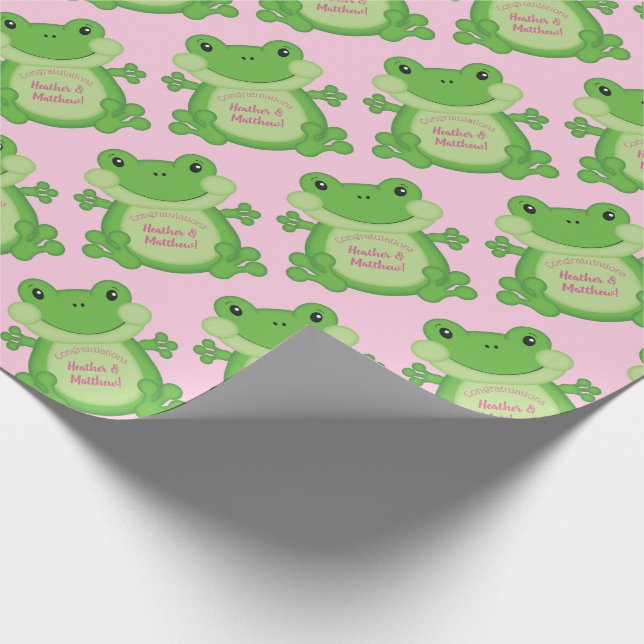 Frosch Baby Dusche Pink Geschenkpapier (Ecke)