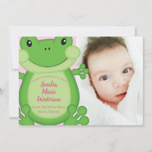 Frosch-Baby-Party Rosa Einladung