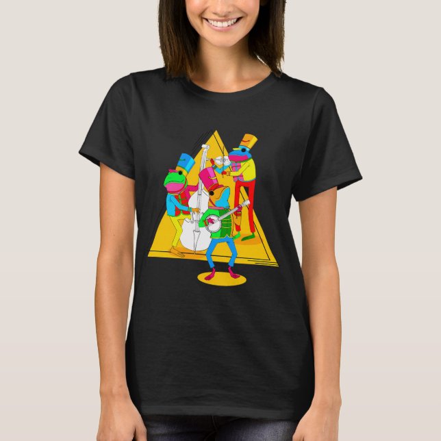 Frosch-Band - Über die Gartenmauer T-Shirt (Vorderseite)