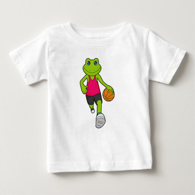 Frosch Basketball-Spieler Basketball Baby T-shirt (Vorderseite)