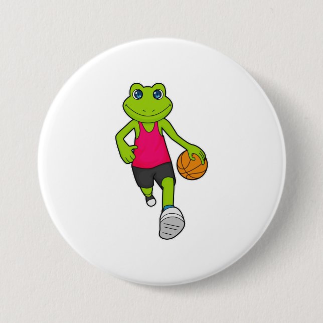 Frosch Basketball-Spieler Basketball Button (Vorderseite)