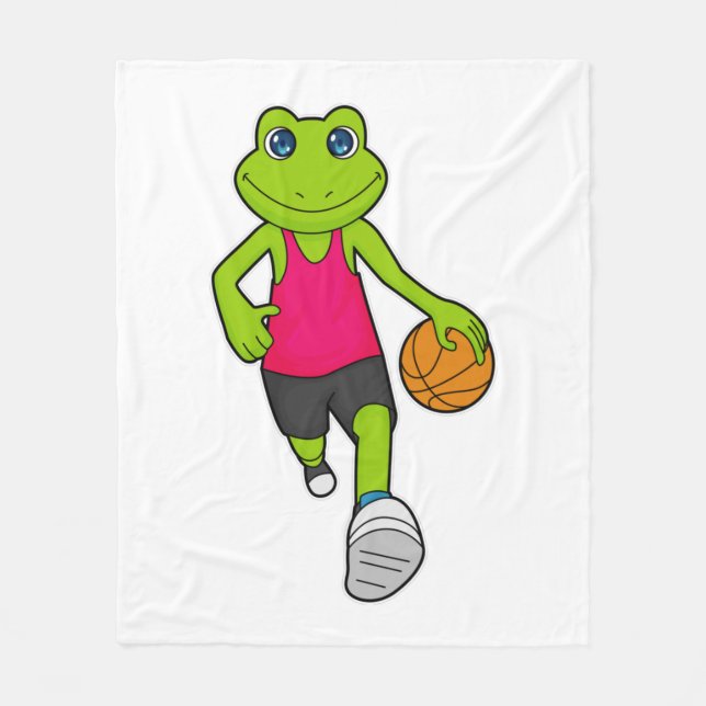 Frosch Basketball-Spieler Basketball Fleecedecke (Vorderseite)