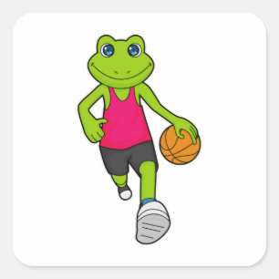 Frosch Basketball-Spieler Basketball Quadratischer Aufkleber