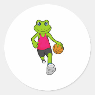 Frosch Basketball-Spieler Basketball Runder Aufkleber