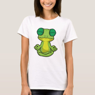 Frosch bei Yoga Stretching Übungen in Cross-Bid T-Shirt