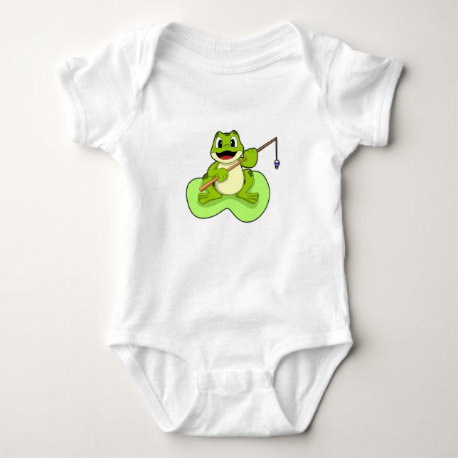 Frosch beim Angeln mit Angelrute Baby Strampler (Vorderseite)