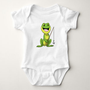Frosch beim Angeln mit Angelrute Baby Strampler