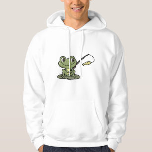 Frosch beim Angeln mit Angelrute Hoodie
