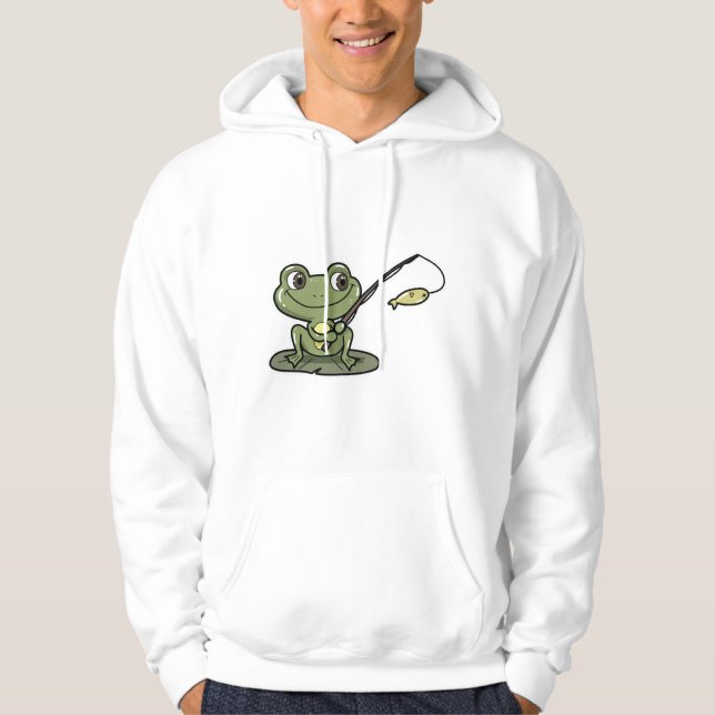 Frosch beim Angeln mit Angelrute Hoodie (Vorderseite)