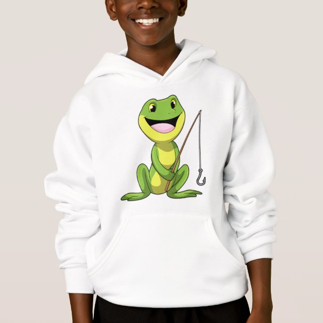 Frosch beim Angeln mit Angelrute Hoodie (Vorderseite)