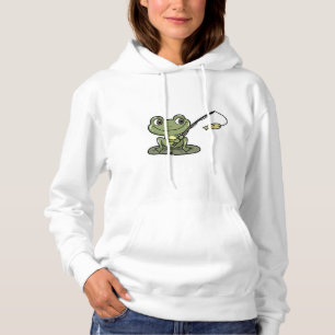 Frosch beim Angeln mit Angelrute Hoodie