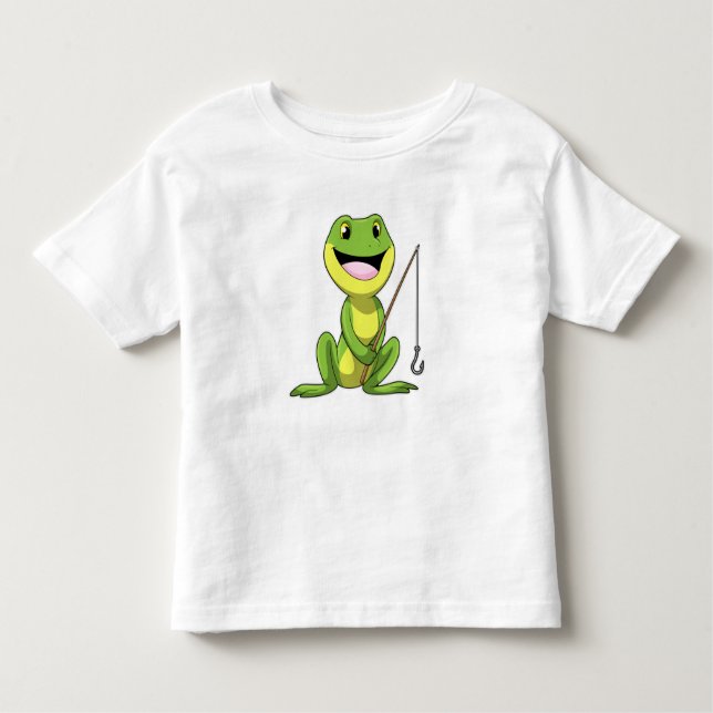 Frosch beim Angeln mit Angelrute Kleinkind T-shirt (Vorderseite)