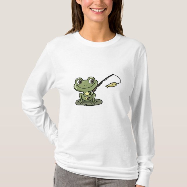 Frosch beim Angeln mit Angelrute T-Shirt (Vorderseite)