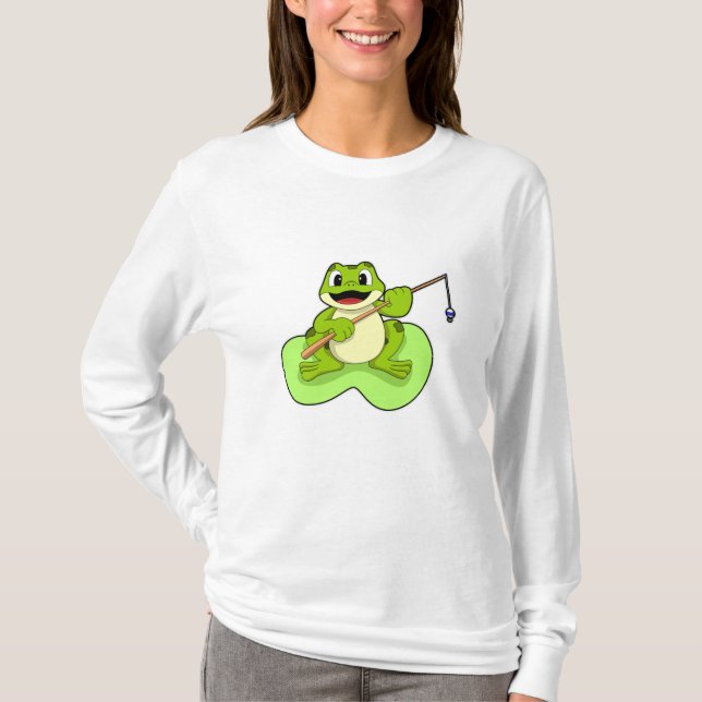 Frosch beim Angeln mit Angelrute T-Shirt (Vorderseite)