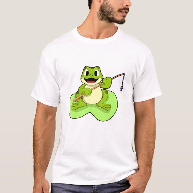 Frosch beim Angeln mit Angelrute T-Shirt (Vorderseite)