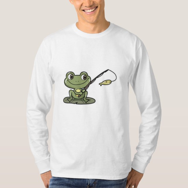 Frosch beim Angeln mit Angelrute T-Shirt (Vorderseite)