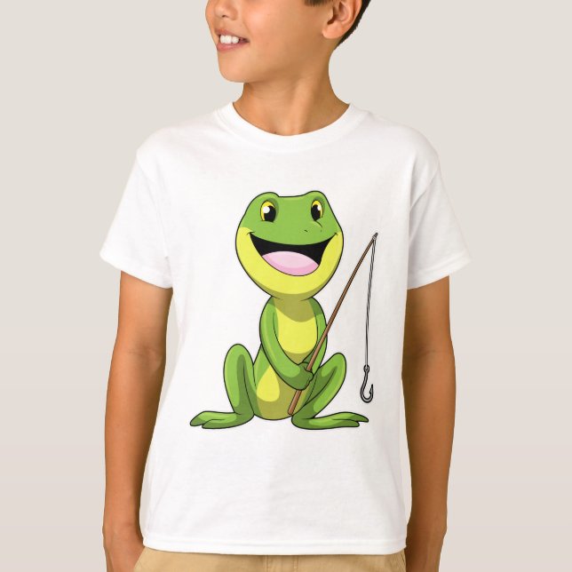 Frosch beim Angeln mit Angelrute T-Shirt (Vorderseite)