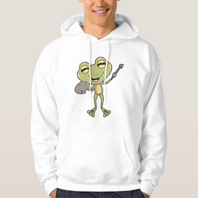 Frosch beim Anmalen mit Pinsel und Farbe Hoodie (Vorderseite)