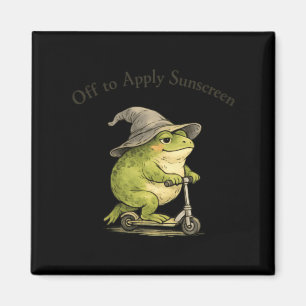Frosch beim Auftragen von Sonnencreme Lustiges Som Magnet