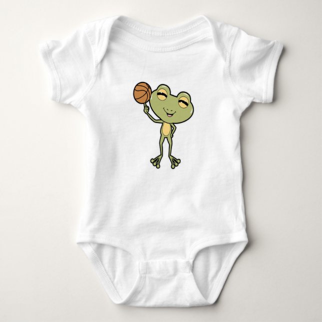 Frosch beim Basketball-Sport Baby Strampler (Vorderseite)