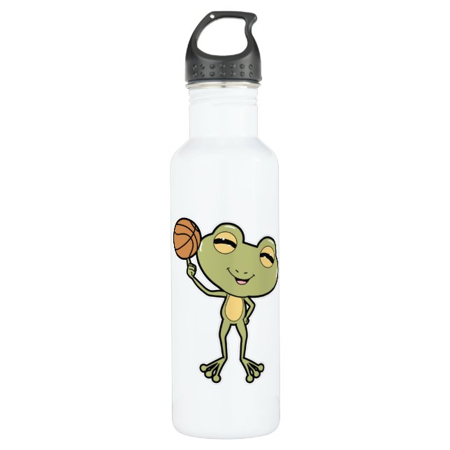 Frosch beim Basketball-Sport Edelstahlflasche (Vorderseite)